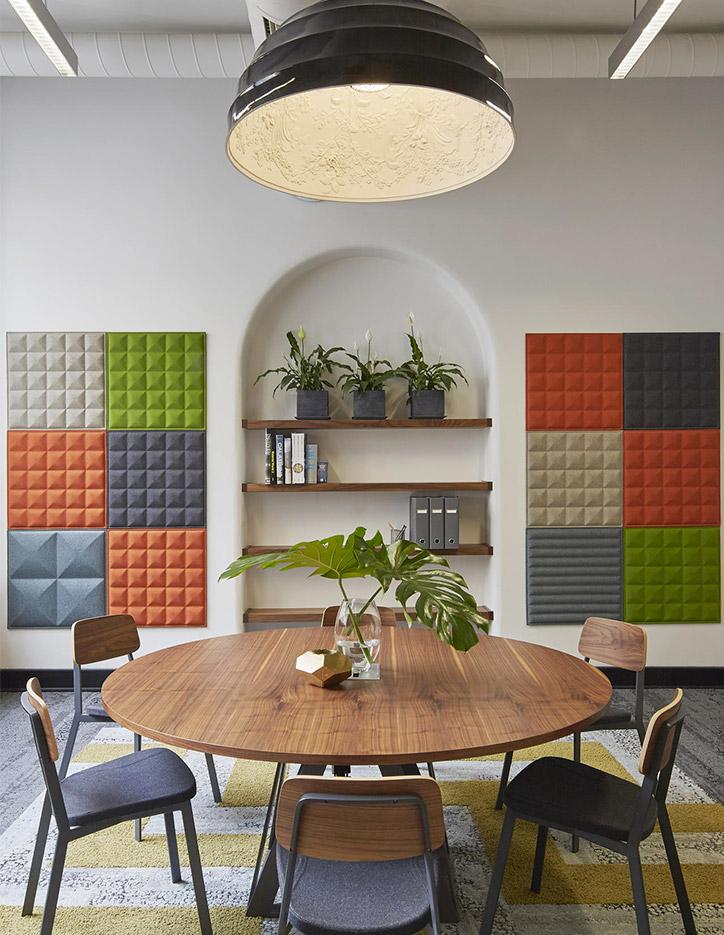 Dalle acoustique panneau rond carré ou rectangulaire, gamme Echoes Wall - France Bureau