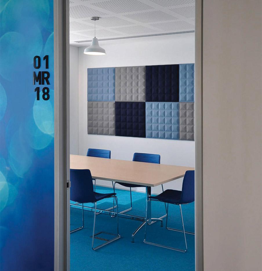 Dalle acoustique panneau rond carré ou rectangulaire, gamme Echoes Wall - France Bureau