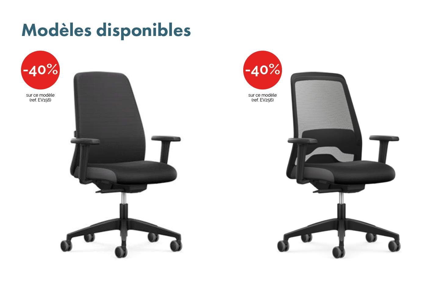Siège et fauteuil de bureau, dossier rembourré ou résille, gamme Everyis1 - France Bureau