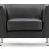 Fauteuil d\'accueil en cuir noir et pieds chromés, gamme Faurio fauteuil - France Bureau