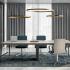 Table de réunion plateau placage bois avec insert en cuir pieds métal, gamme Forbes réunion - France Bureau