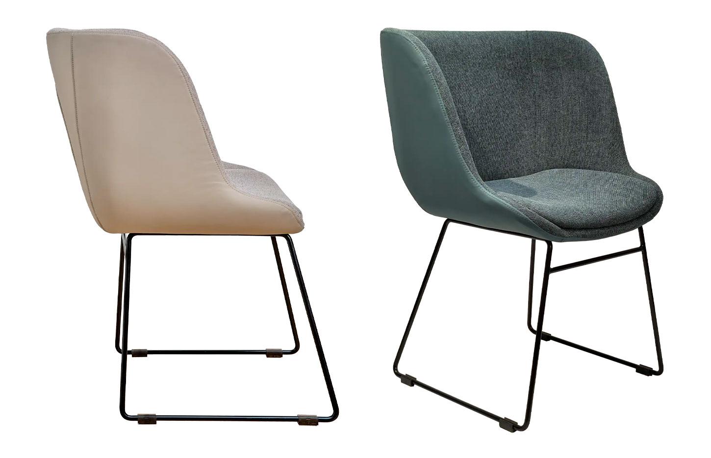Fauteuil visiteur avec piètement traîneaux noir et revêtement interieur tissu et extérieur PU - Gamme Foréant - France Bureau