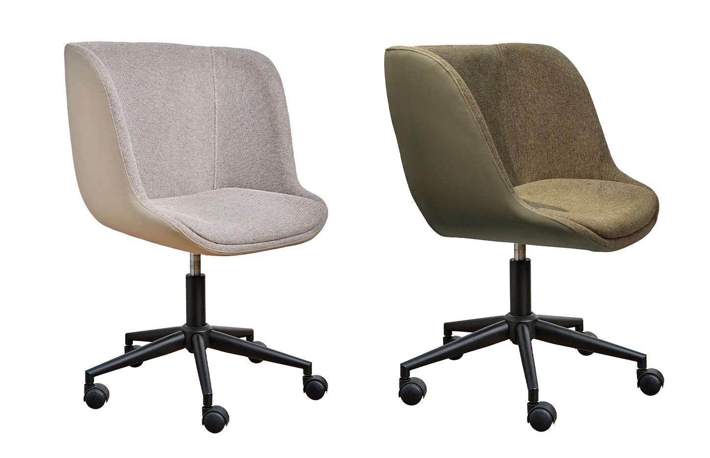 Fauteuil de réunion avec base noire sur roulettes et revêtement interieur tissu et extérieur PU - Gamme Foréant - France Bureau