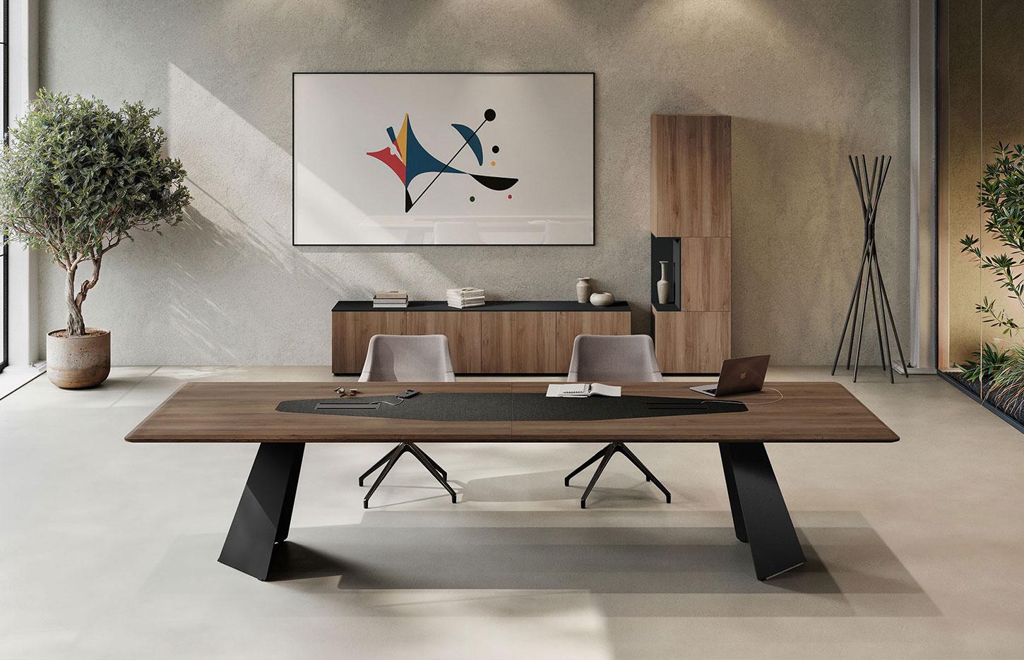 Table de réunion design en bois, similicuir, céramique, gamme Fortezza réunion - France Bureau