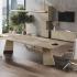 Table de réunion design en bois, similicuir, céramique, gamme Fortezza réunion - France Bureau