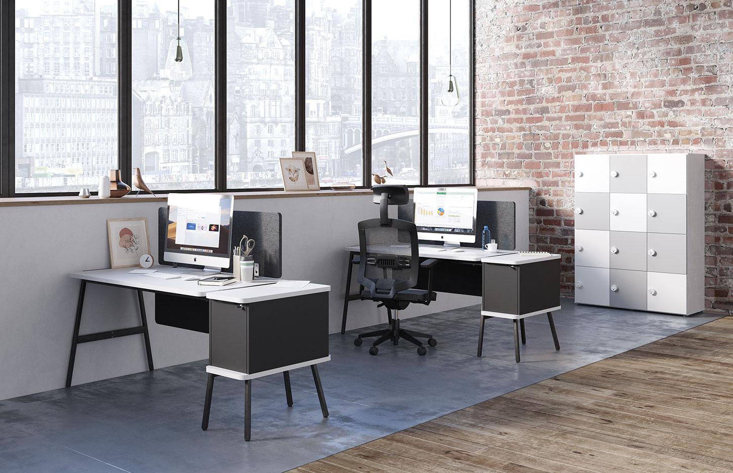 Bureau individuel flex-office coworking bureau tables hautes, gamme Fundy - France Bureau