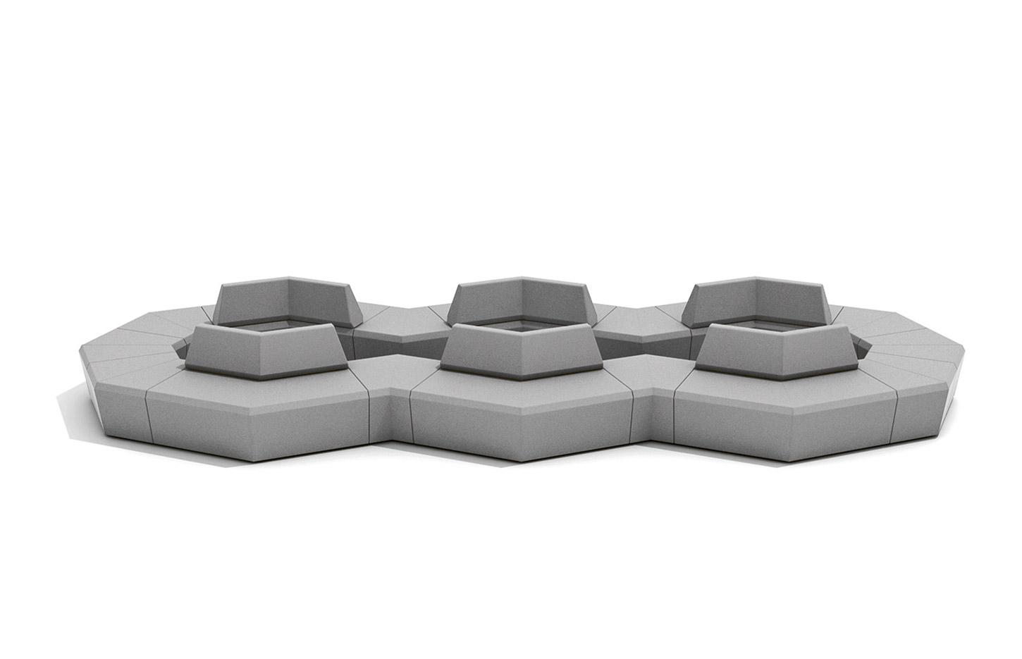 Canapés modulaires modules assises accoudoirs hauts bas tissu similicuir, gamme Gavea - France Bureau