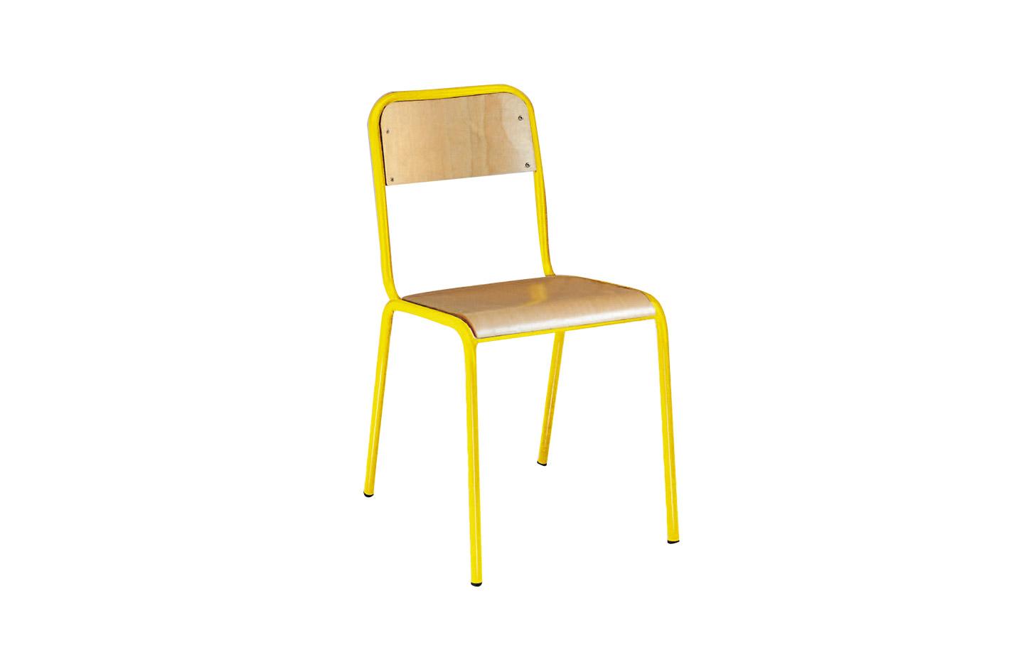 Chaise scolaire en hêtre naturel vernis avec ou sans accoudoirs, gamme Giono - France Bureau