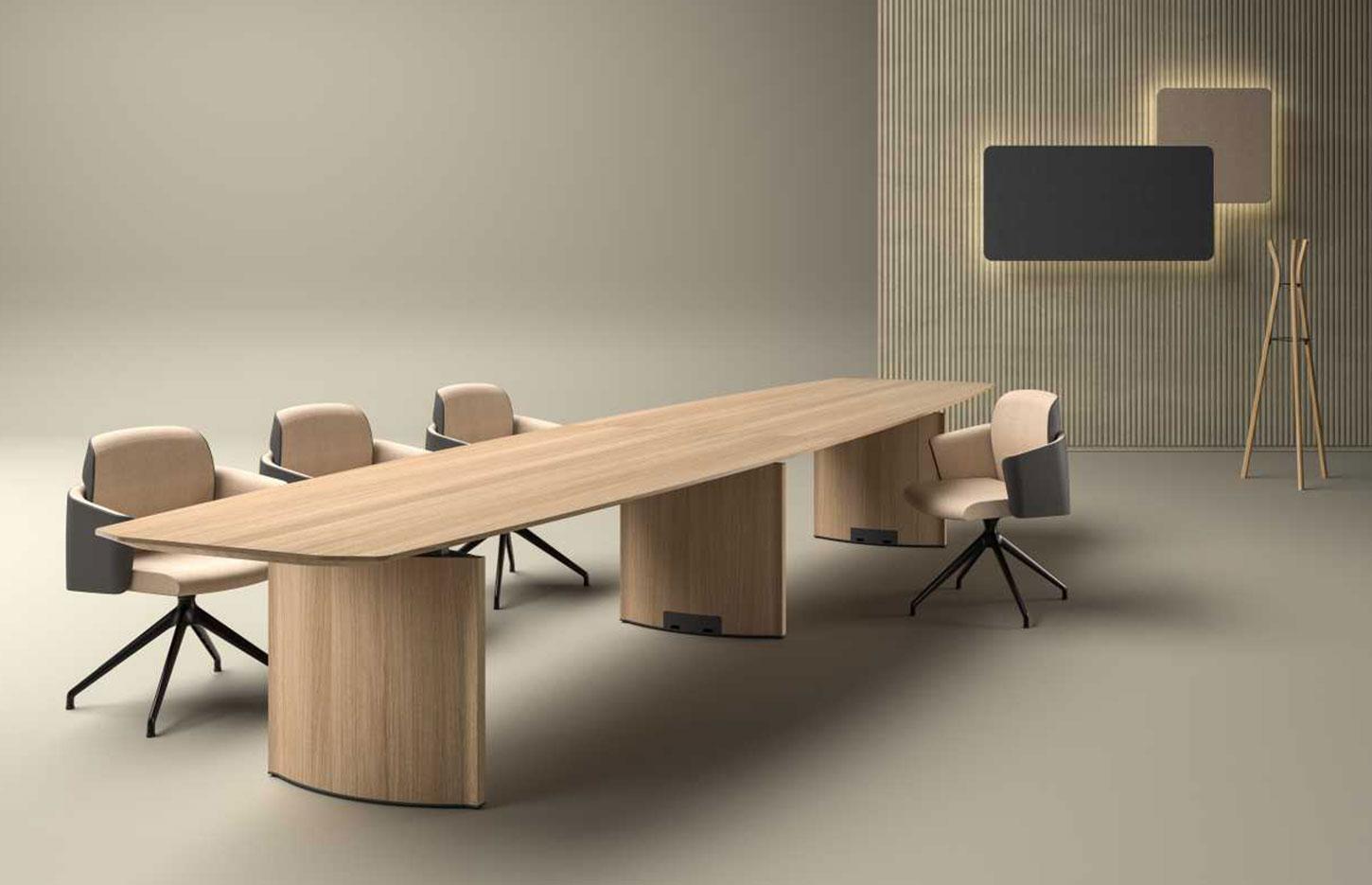 Table de réunion réglable en hauteur placage bois, gamme Gorzano réunion - France Bureau