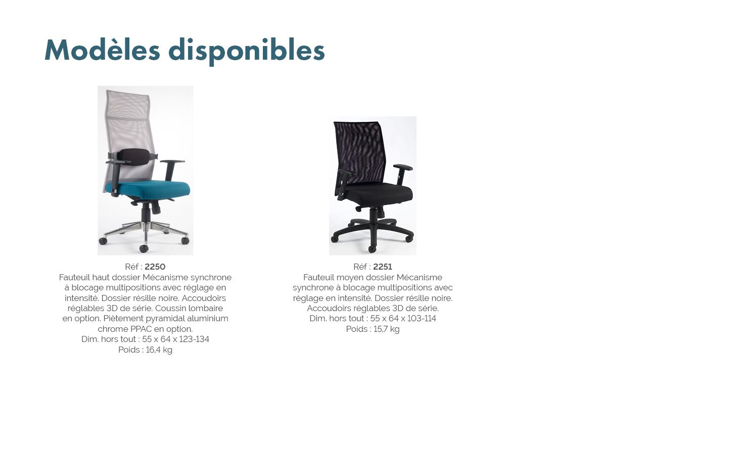 Siège de bureau ergonomique dossier résille assise tissu, gamme Harbor - France Bureau