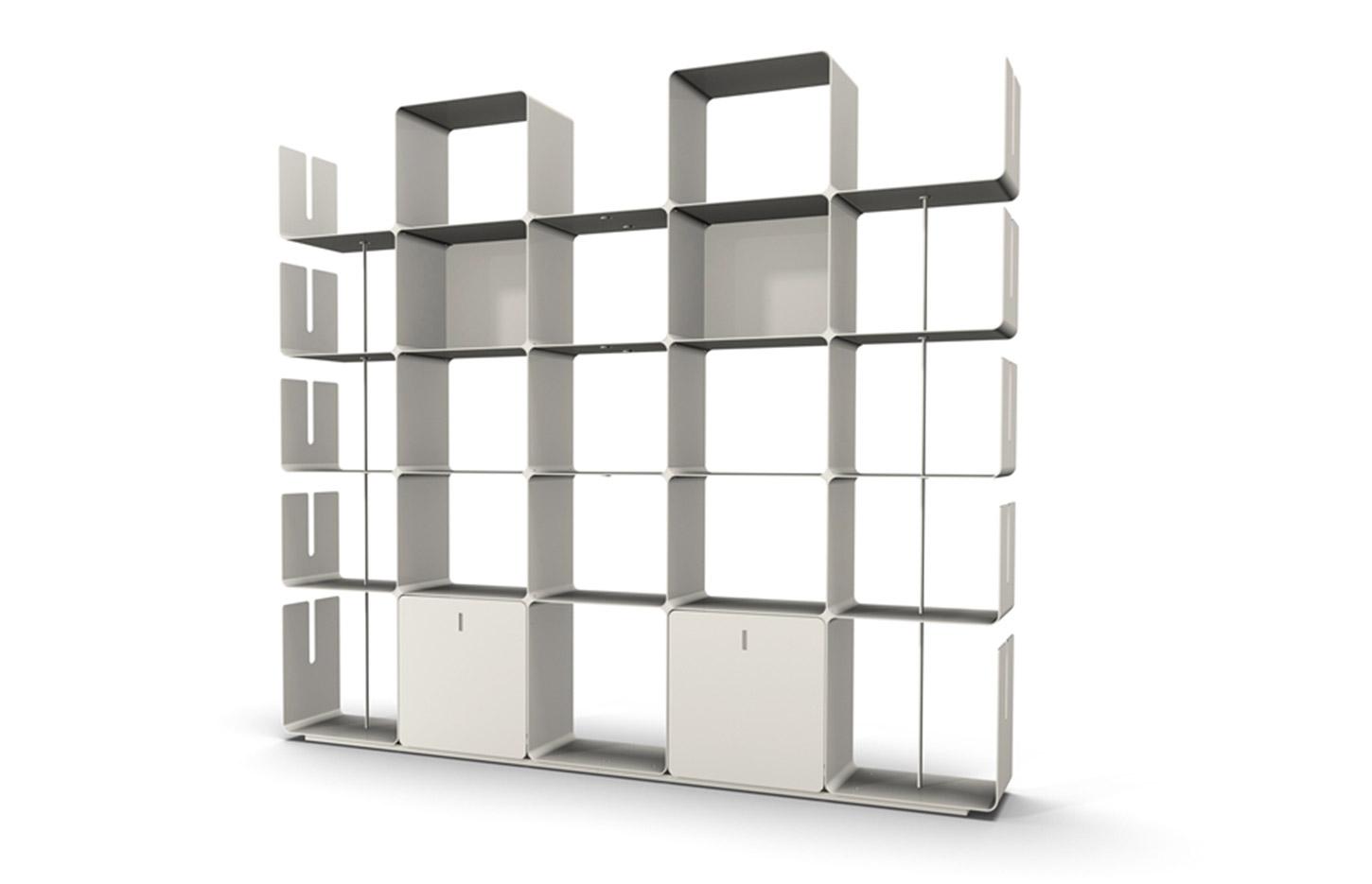 Bibliothèque design en aluminium recyclable Noir, Blanc ou Alu, gamme Harper, France Bureau
