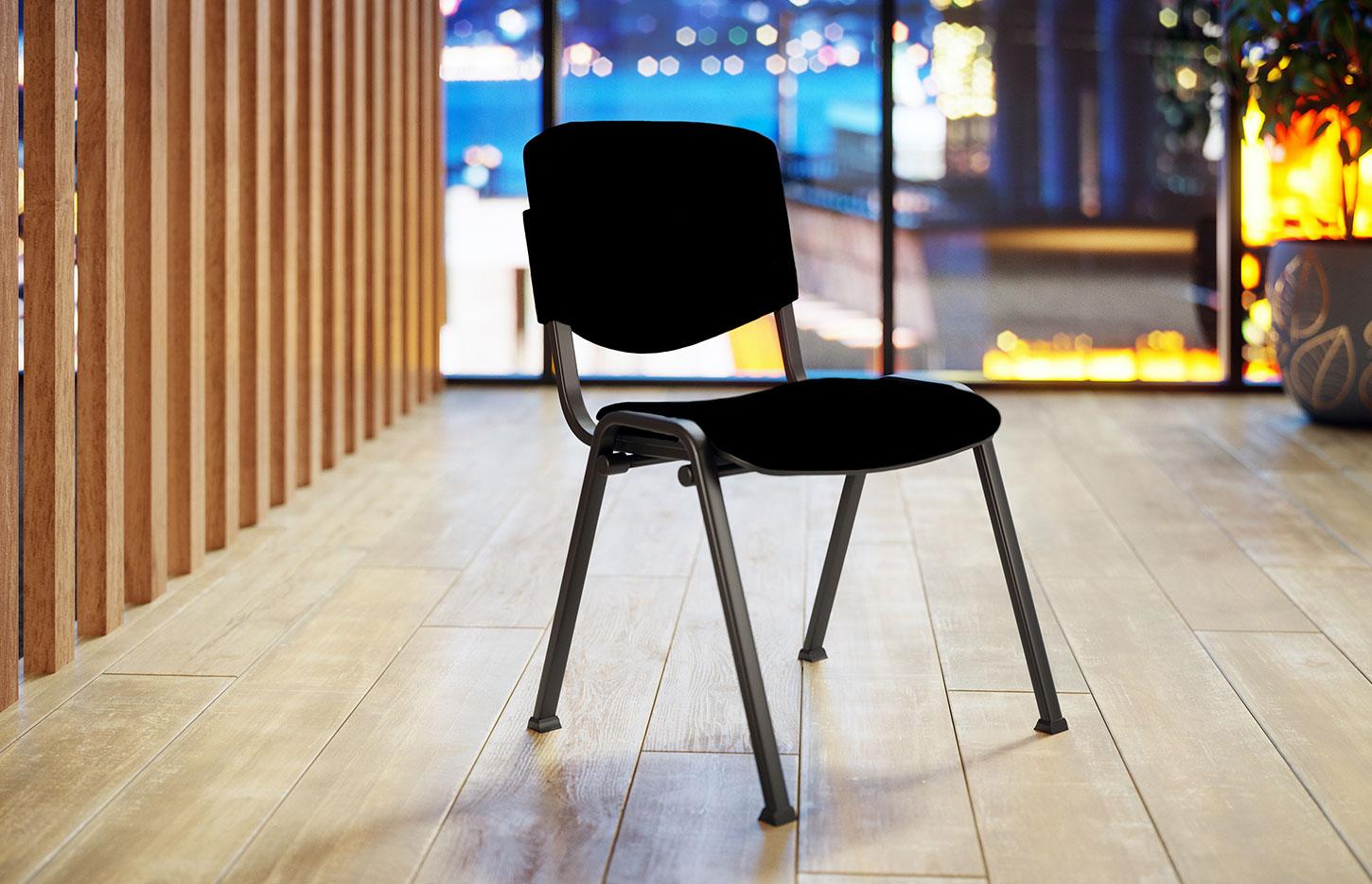 Chaise polyvalente empilable avec dossier rembourrée ou résille et assise rembourré en tissu non feu - Gamme Herpin - France Bureau	