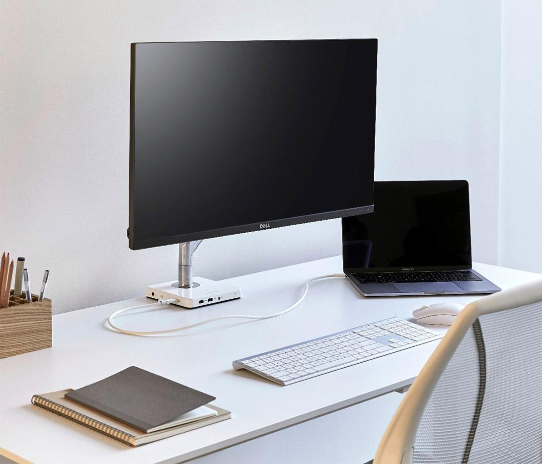 Support écran PC finition aluminium poli/blanc gris ou noir, gamme Humansclae Screen