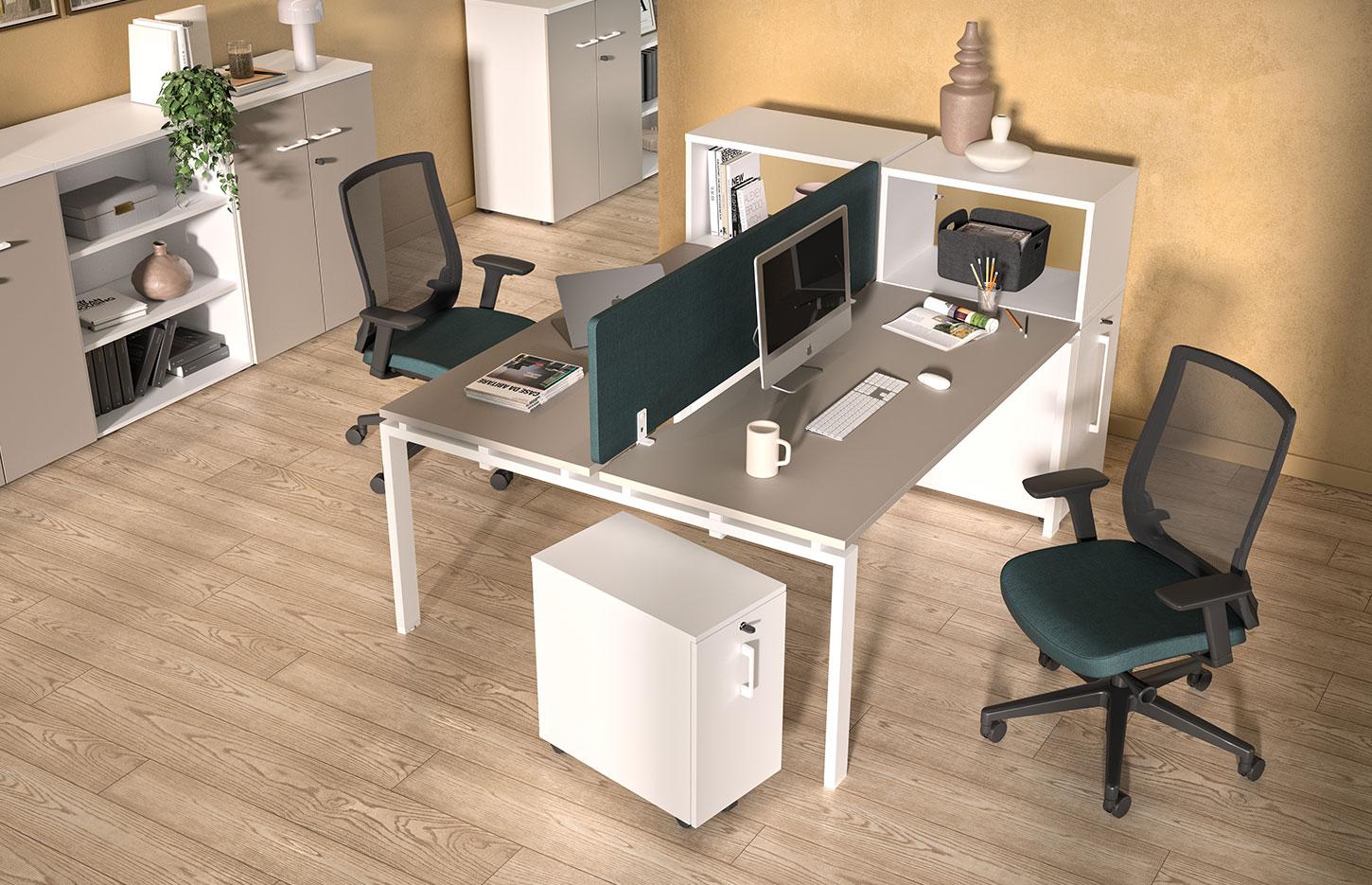 Bureau partagé pour open-space plateau mélaminé pieds métal, gamme Ifoghas open-space - France Bureau