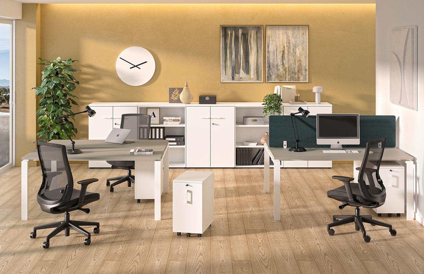 Bureau partagé pour open-space plateau mélaminé pieds métal, gamme Ifoghas open-space - France Bureau