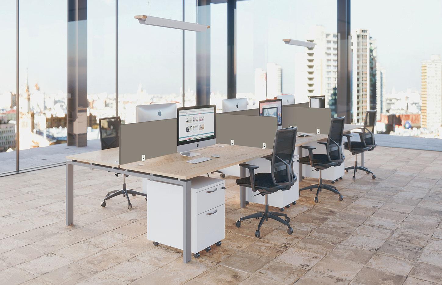 Bureau partagé pour open-space plateau mélaminé pieds métal, gamme Ifoghas open-space - France Bureau