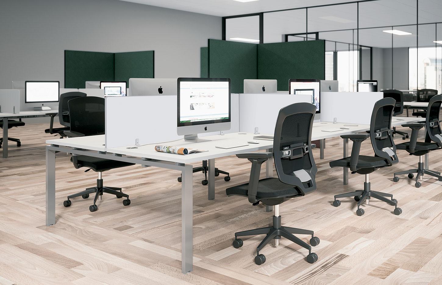 	Bureau partagé pour open-space plateau mélaminé pieds métal, gamme Ifoghas open-space - France Bureau