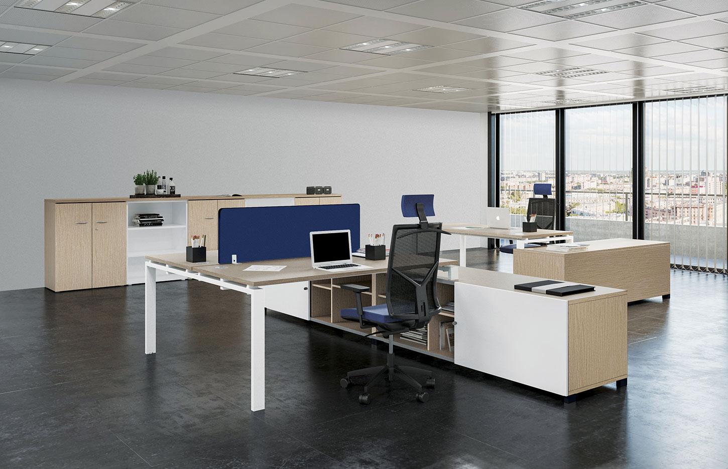 	Bureau partagé pour open-space plateau mélaminé pieds métal, gamme Ifoghas open-space - France Bureau