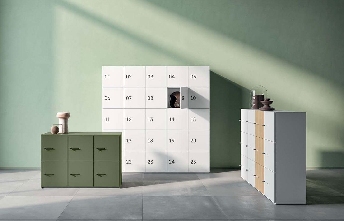 Casiers de bureau avec portes a serrure, gamme Isarco - France Bureau