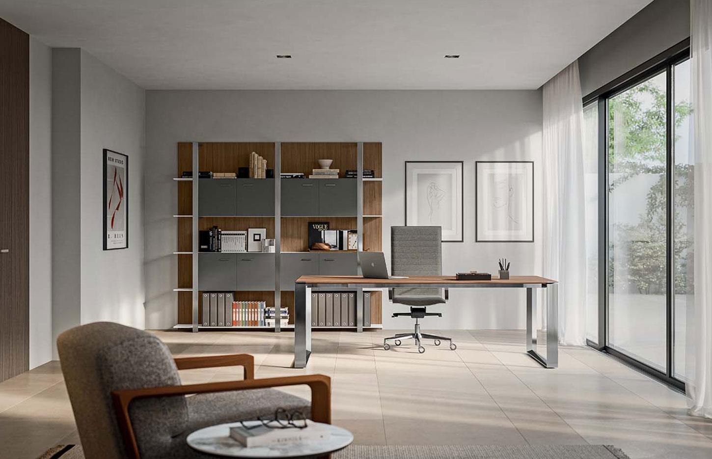 Bibliothèque hauteur 135 et 219 cm porte boisé ou coloré, gamme Iseran - France Bureau