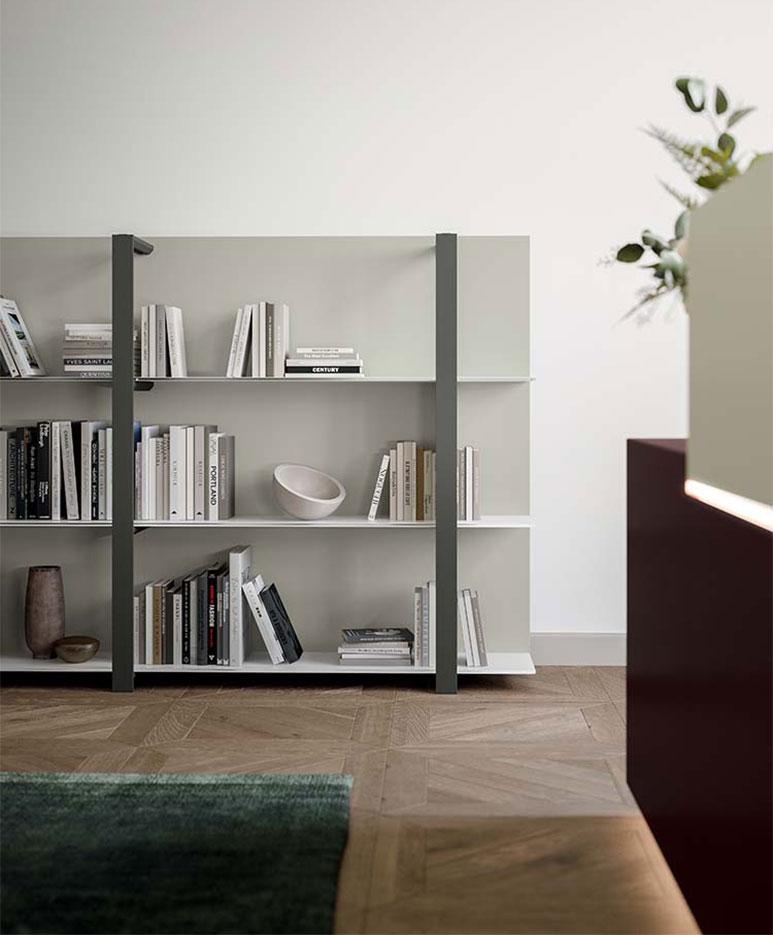 Bibliothèque hauteur 135 et 219 cm porte boisé ou coloré, gamme Iseran - France Bureau