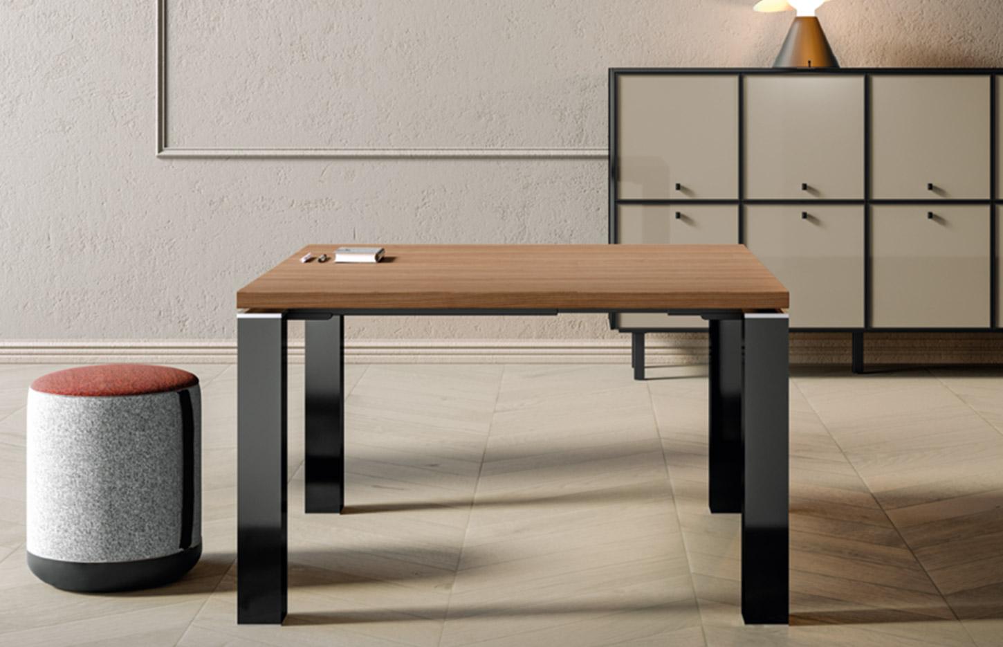 Bureau direction avec plateau en verre trempé ou mélaminé, gamme Islandis Star - France Bureau
