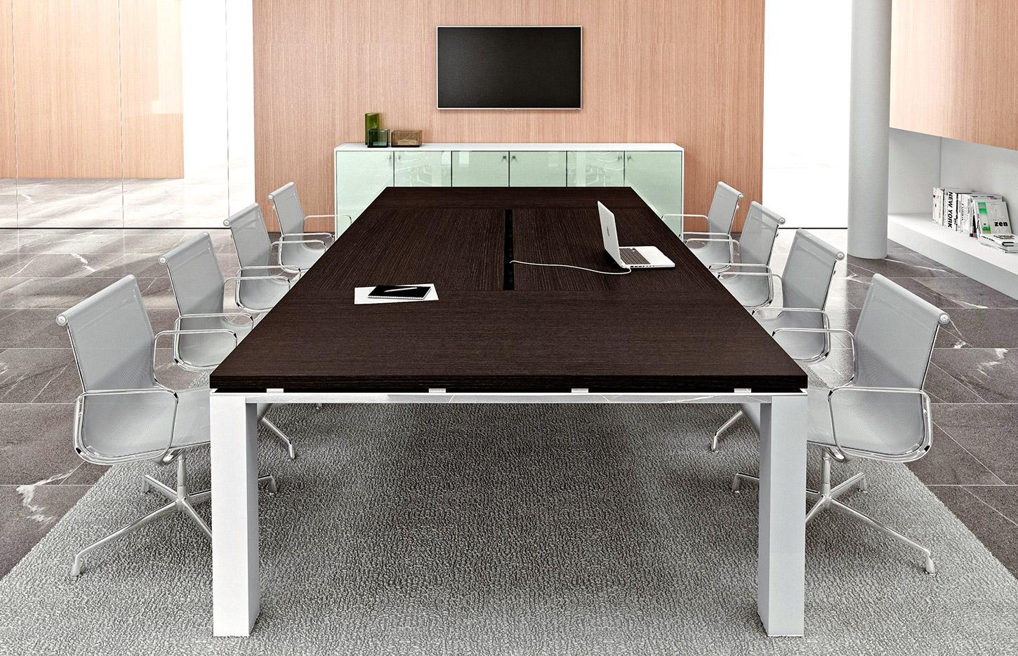 Bureau direction avec plateau en verre trempé ou mélaminé, gamme Islandis Star - France Bureau