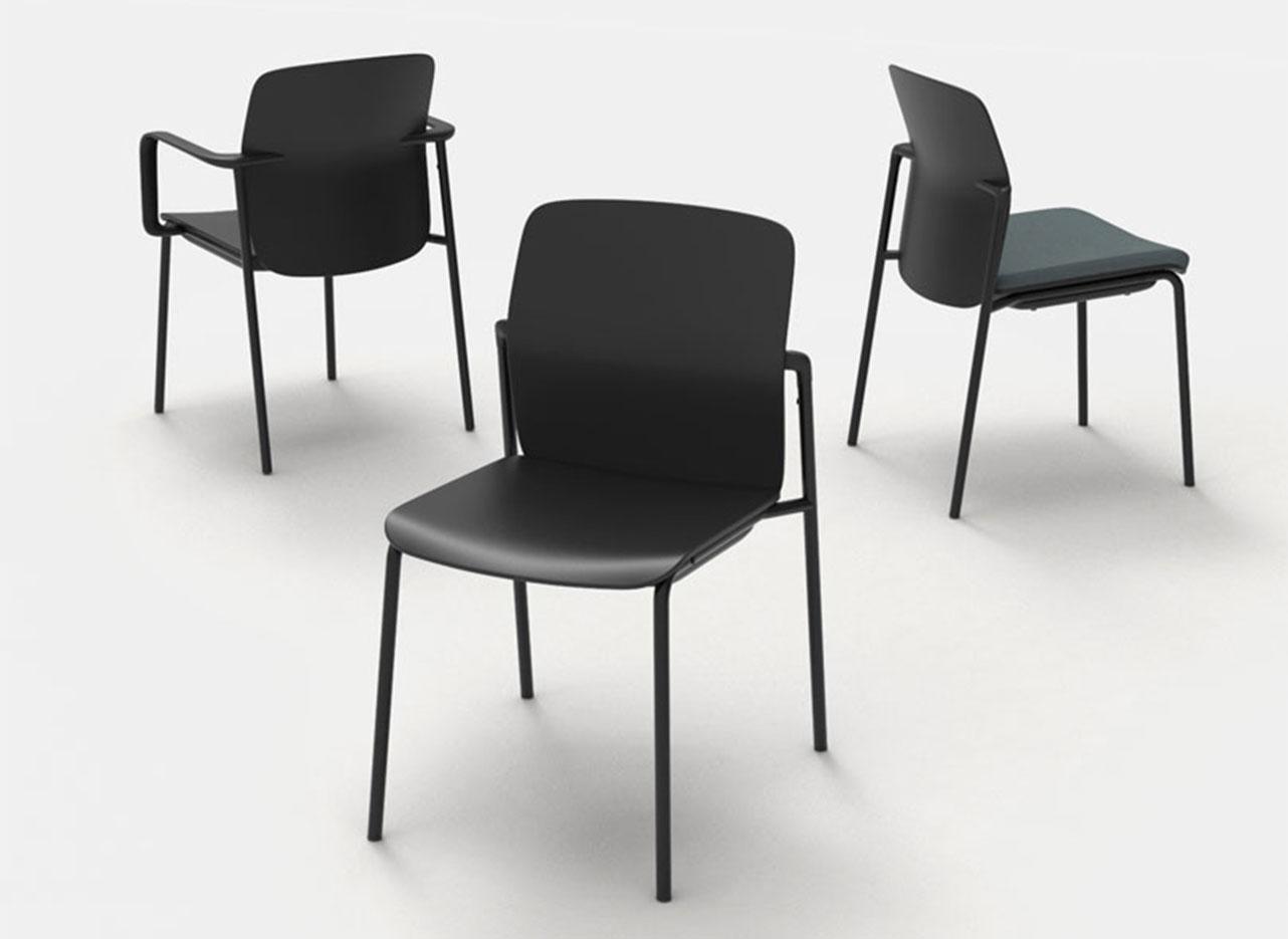 Chaise de réunion en polypropylène dossier reclinable, gamme Jarama Meet - France bureau