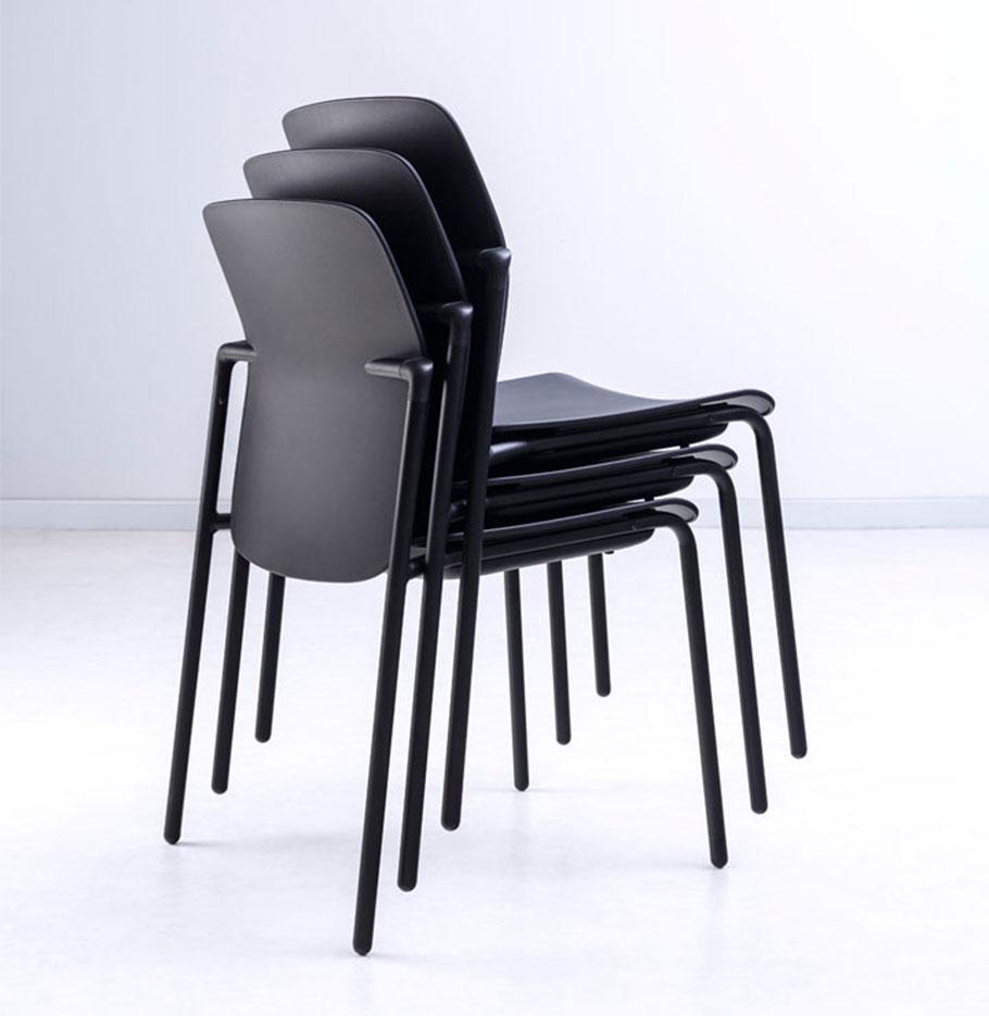 Chaise de réunion en polypropylène dossier reclinable, gamme Jarama Meet - France bureau