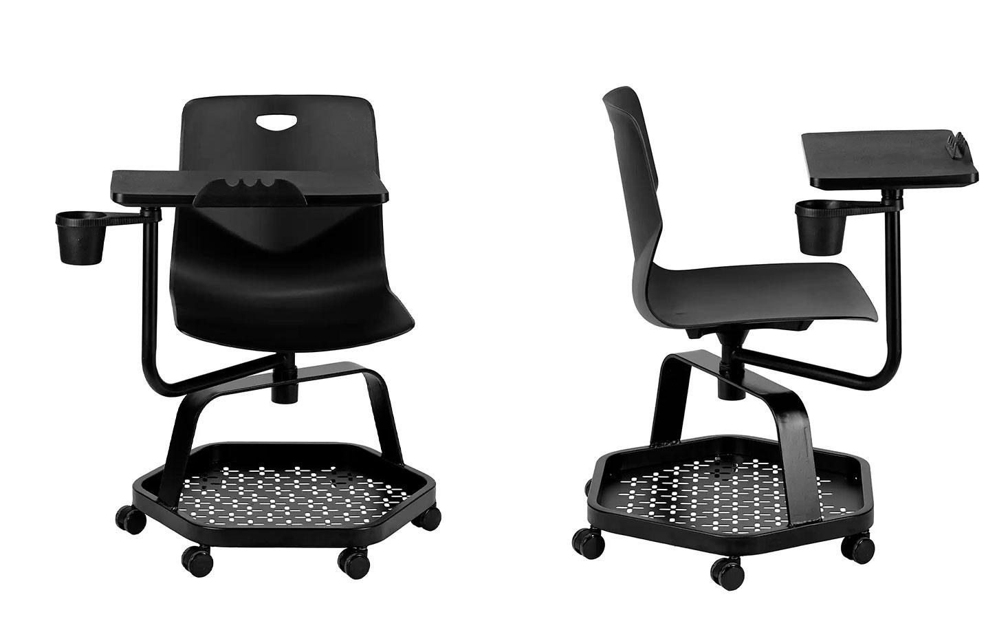 Chaise scolaire avec tablette rotative et coque noire - Gamme Jassine - France Bureau