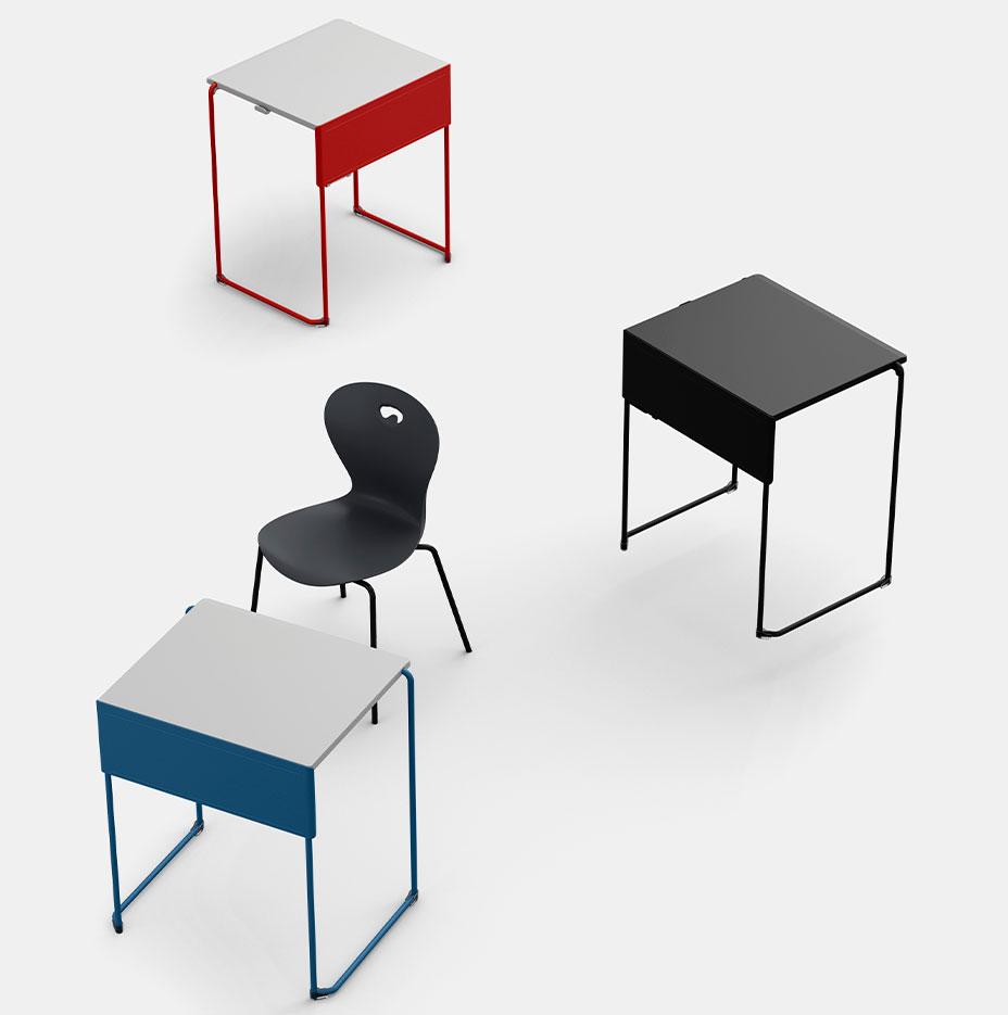 Table de formation individuel avec plateau ABS ou mélmainé 4 hauteurs disponibles - Gamme Kanin - France Bureau