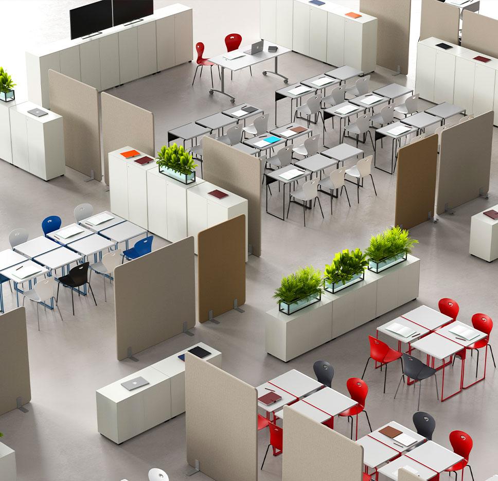 Table de formation individuel avec plateau ABS ou mélmainé 4 hauteurs disponibles - Gamme Kanin - France Bureau