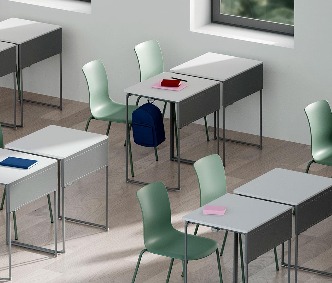 Table de formation individuel avec plateau ABS ou mélmainé 4 hauteurs disponibles - Gamme Kanin - France Bureau
