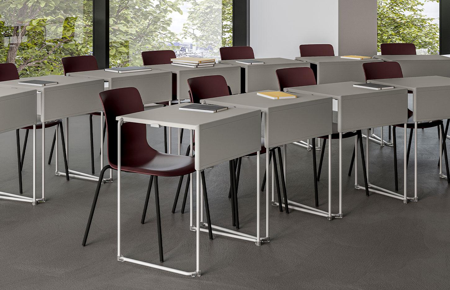 Table de formation individuel avec plateau ABS ou mélmainé 4 hauteurs disponibles - Gamme Kanin - France Bureau