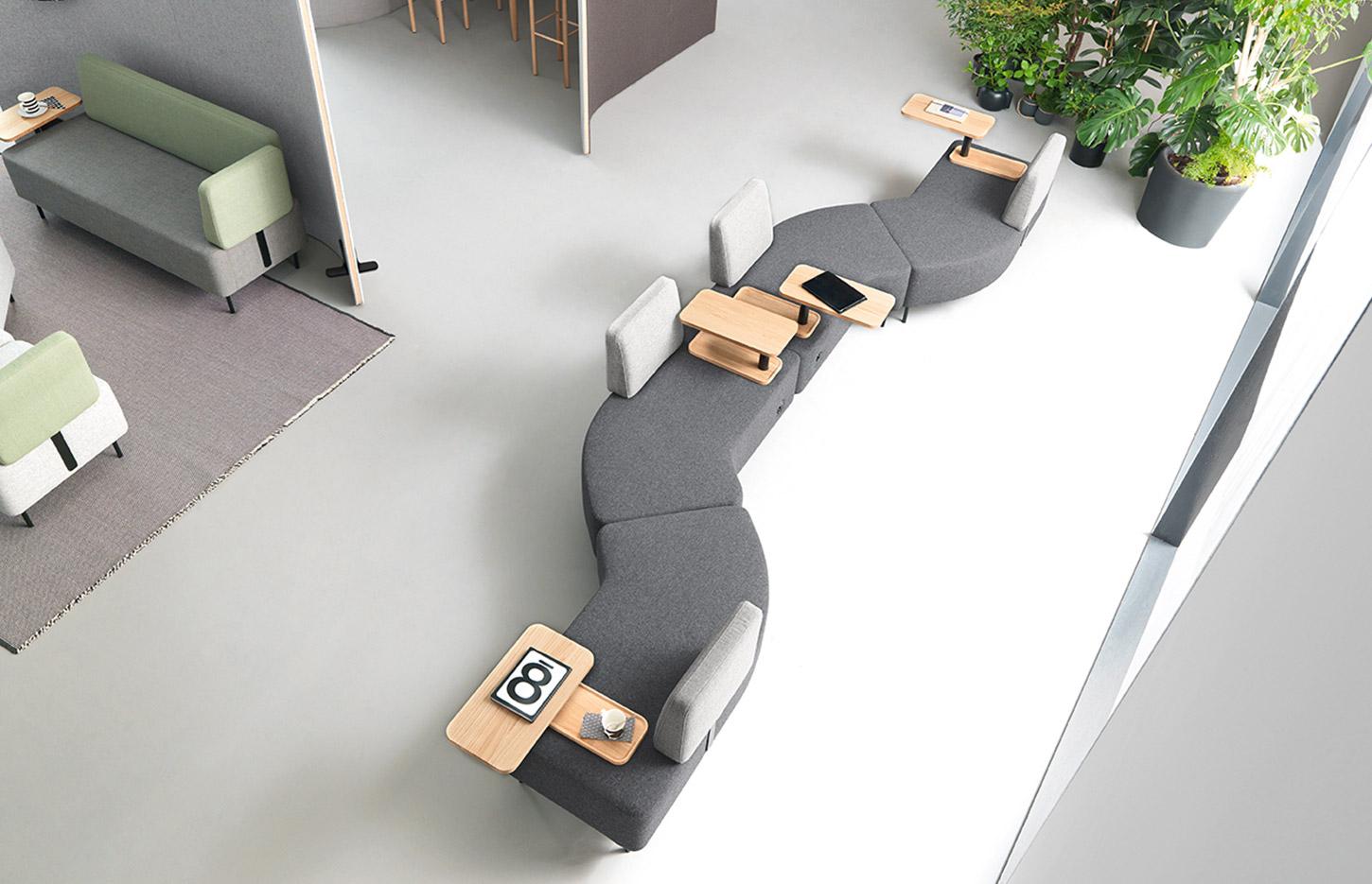 Canapés modulaires avec dossiers/accoudoirs repositionnables, gamme Kiewa, France Bureau