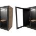 Cabine acoutique noir et bois table mobile avec connectiques, gamme Koronia Wood 4 places - France Bureau
