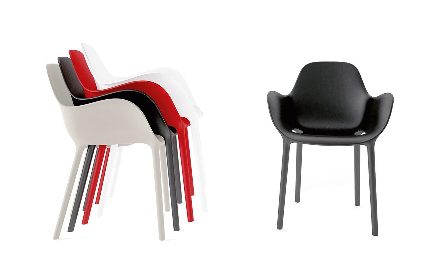 Table et chaise d\'extérieur polypropylène et fibre de verre empilable, gamme Ladoga - France Bureau