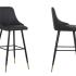Siège haut pour bar ou cafétéria, piètement noir finitions dorées, assise tissu, gamme Lambro - France Bureau