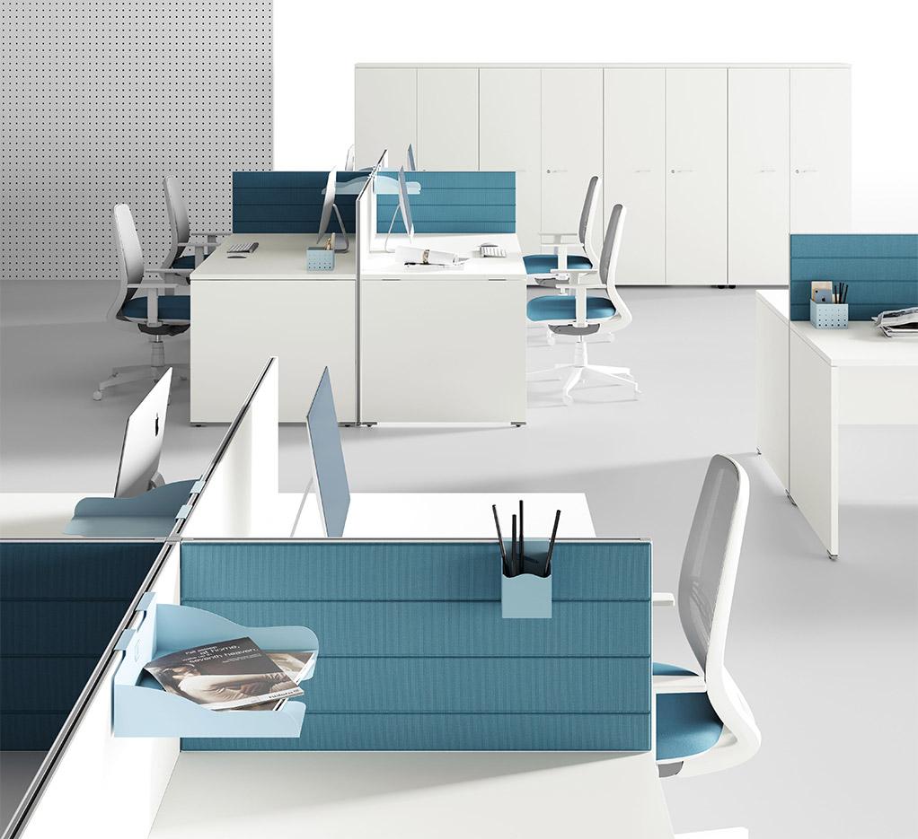 Bureaux open-space bench face à face bureaux partagés plateau mélaminé, gamme Lans Open-space - France Bureau