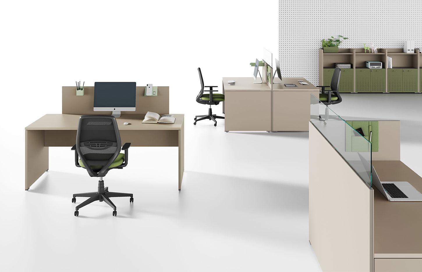 Bureaux open-space bench face à face bureaux partagés plateau mélaminé, gamme Lans Open-space - France Bureau