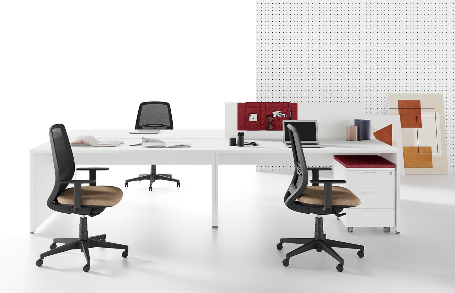 Bureaux open-space bench face à face bureaux partagés plateau mélaminé, gamme Lans Open-space - France Bureau