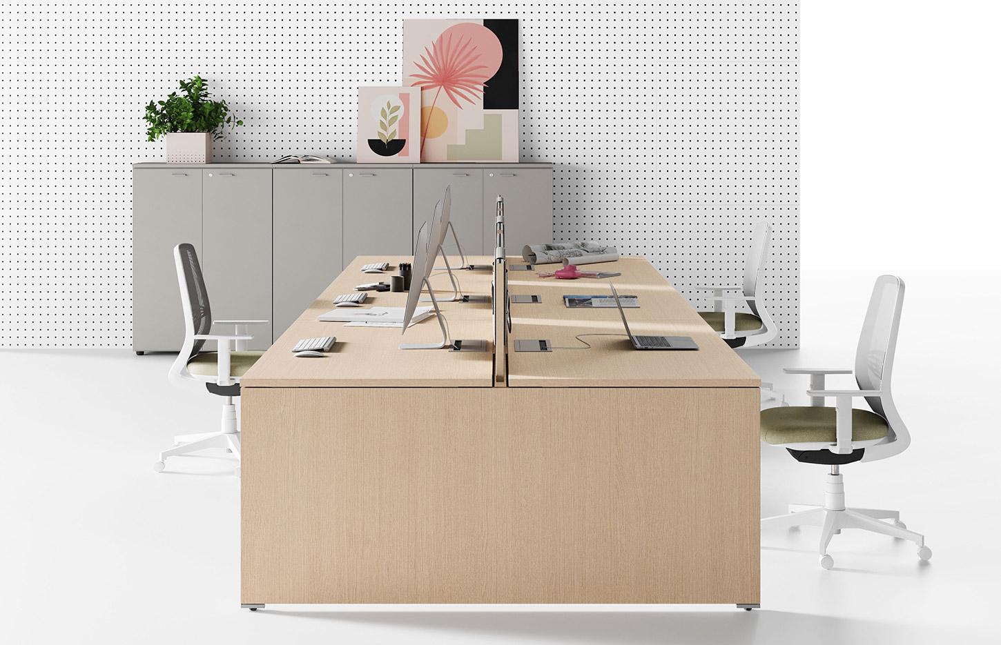 Bureaux open-space bench face à face bureaux partagés plateau mélaminé, gamme Lans Open-space - France Bureau