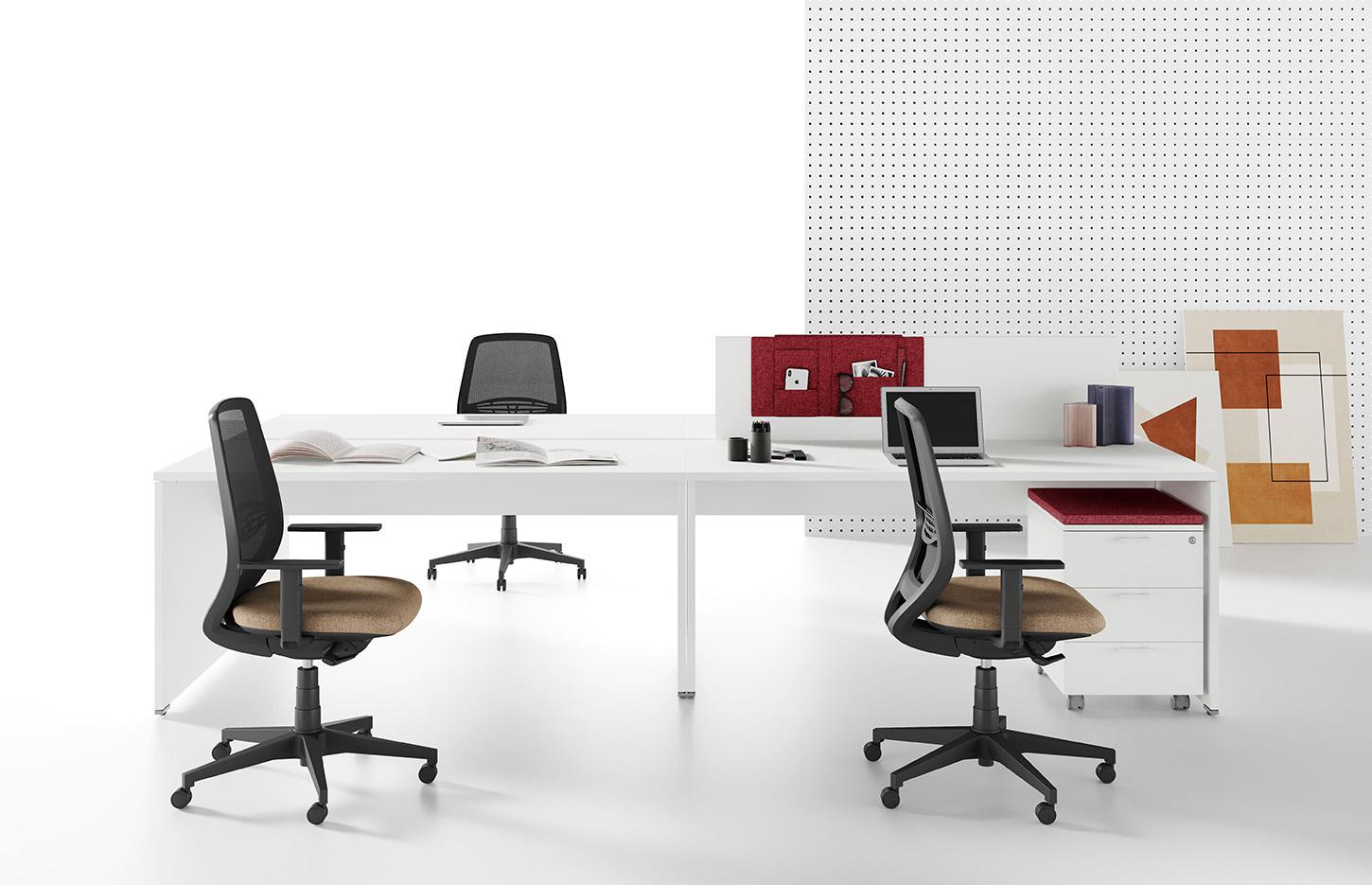 Bureaux open-space bench face à face bureaux partagés plateau mélaminé, gamme Lans Open-space - France Bureau