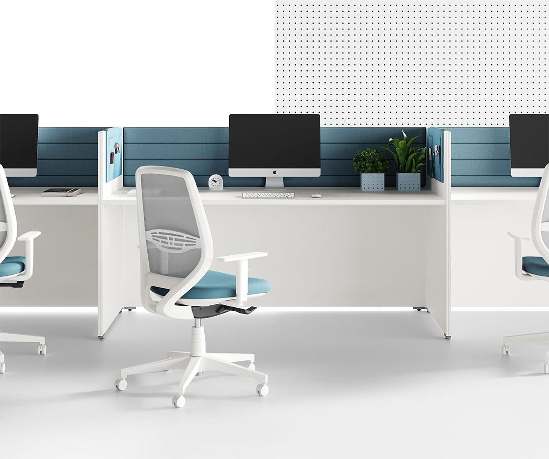 Bureaux open-space bench face à face bureaux partagés plateau mélaminé, gamme Lans Open-space - France Bureau