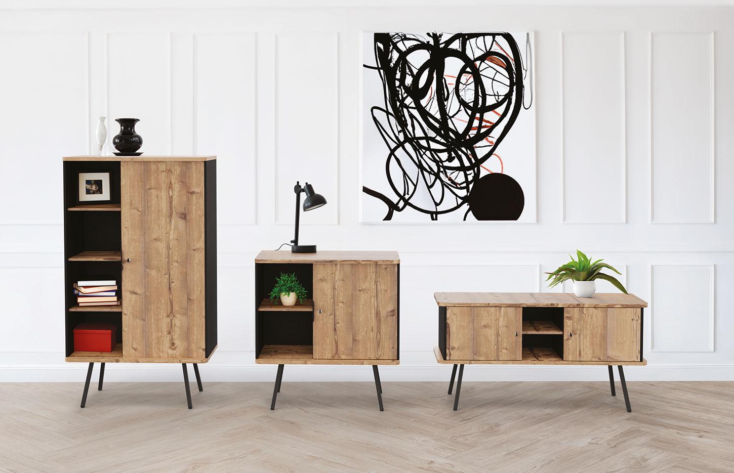 Armoires et consoles portes battantes avec niches en mélaminé, gamme Lestio - France Bureau