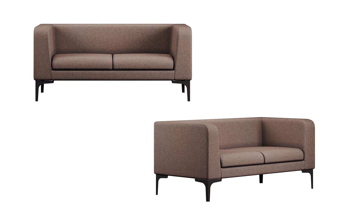 Canapé d\'accueil 2 ou 3 places en tissu avec piétement chromé, gamme Lombarde - France Bureau