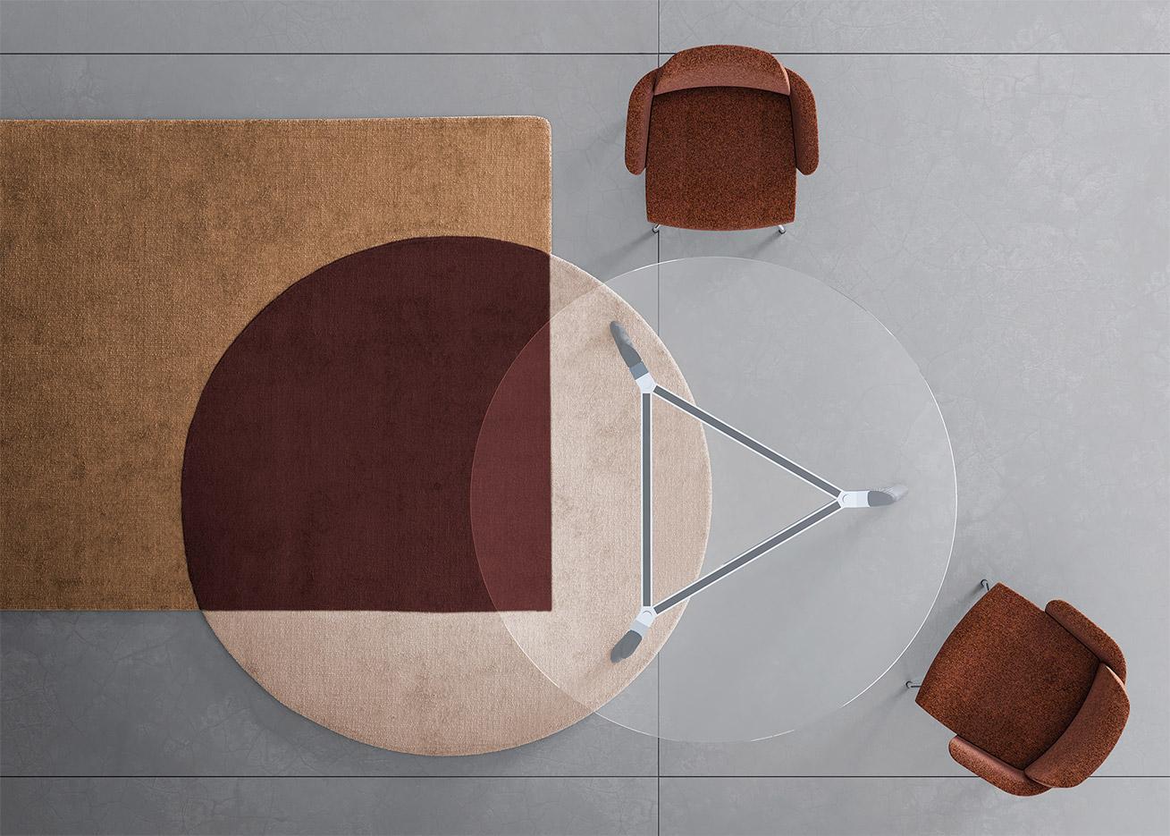Table de réunion ronde ou triangulaire en bois, cuir ou verre, gamme Longo round - France Bureau