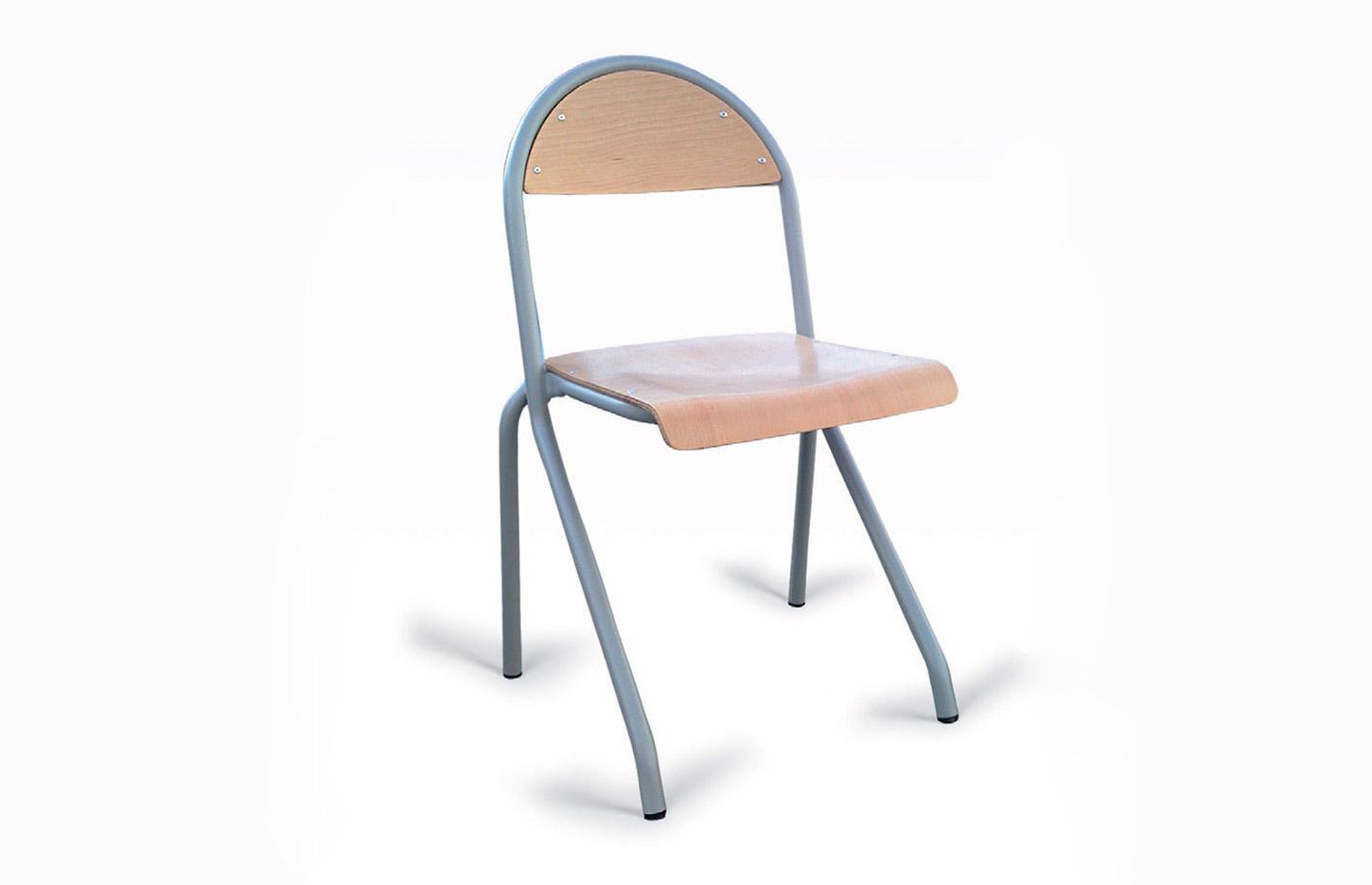 Chaise scolaire taille 4/5/6 en appui sur table, assise hêtre naturel, gamme Lovay - France Bureau