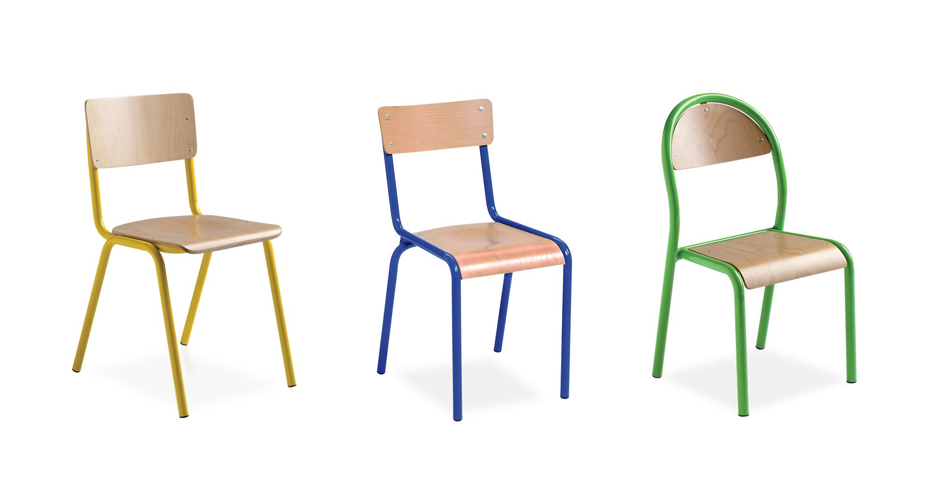 Chaise scolaire taille 4/5/6/7 en appui sur table, Fabrication Française, gamme Mélèze - France Bureau