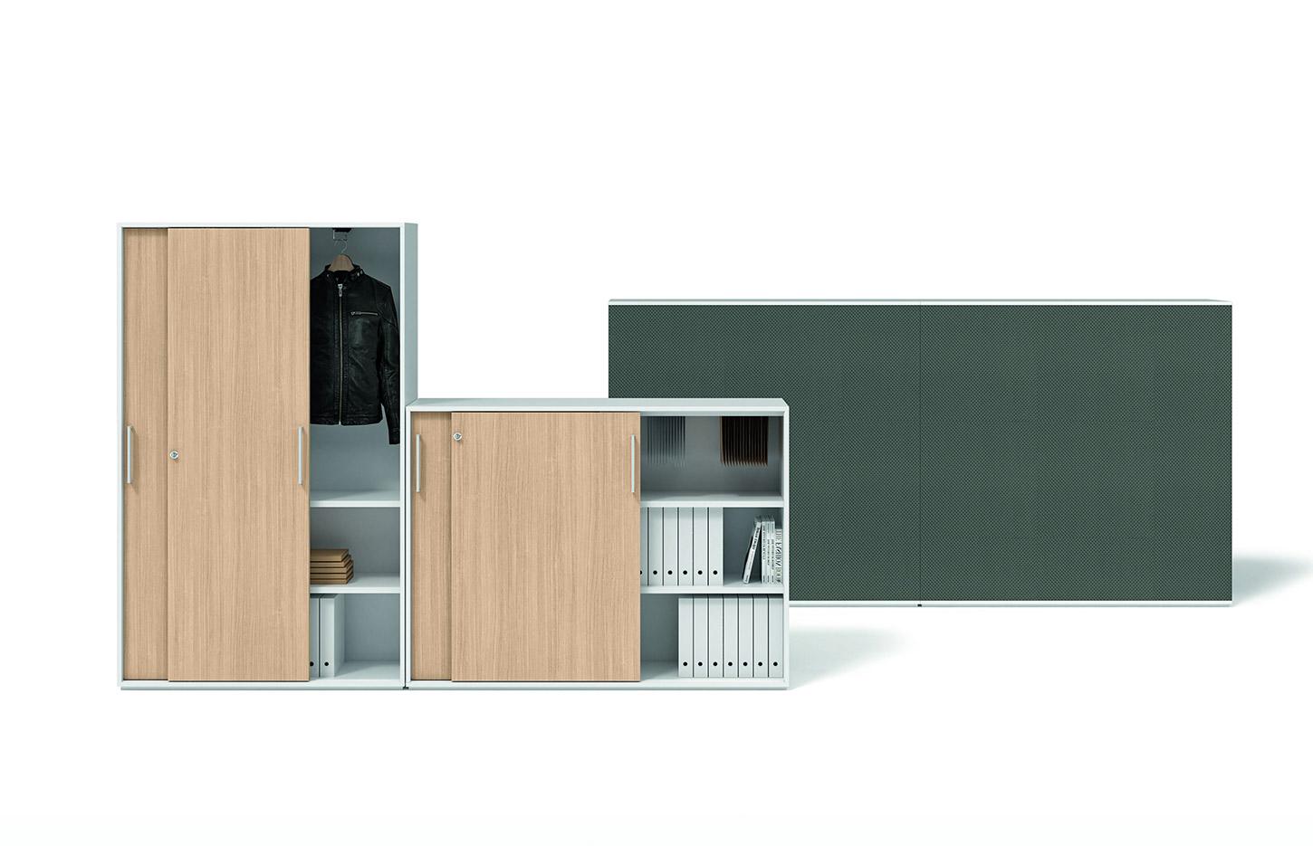 Armoire structure portes battantes tiroirs ou coulissantes en bois ou verre, gamme Merida - France Bureau